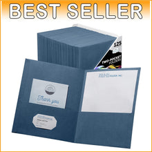 Load image into Gallery viewer, 125-Pack Dark Blue Two-Pocket Folders - Textured Matte, Ideal for Home &amp; School