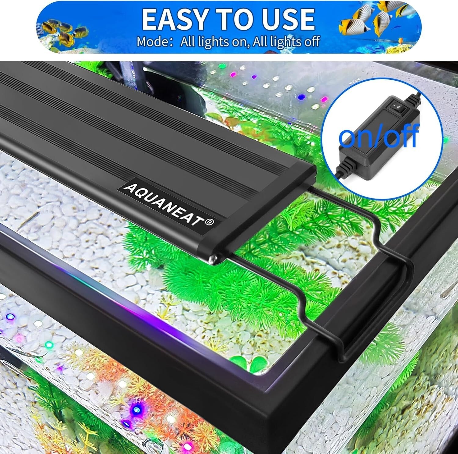 Modern Black LED Aquarium Light - Perfect Fit for 30-36 Inch Tanks, Instant On