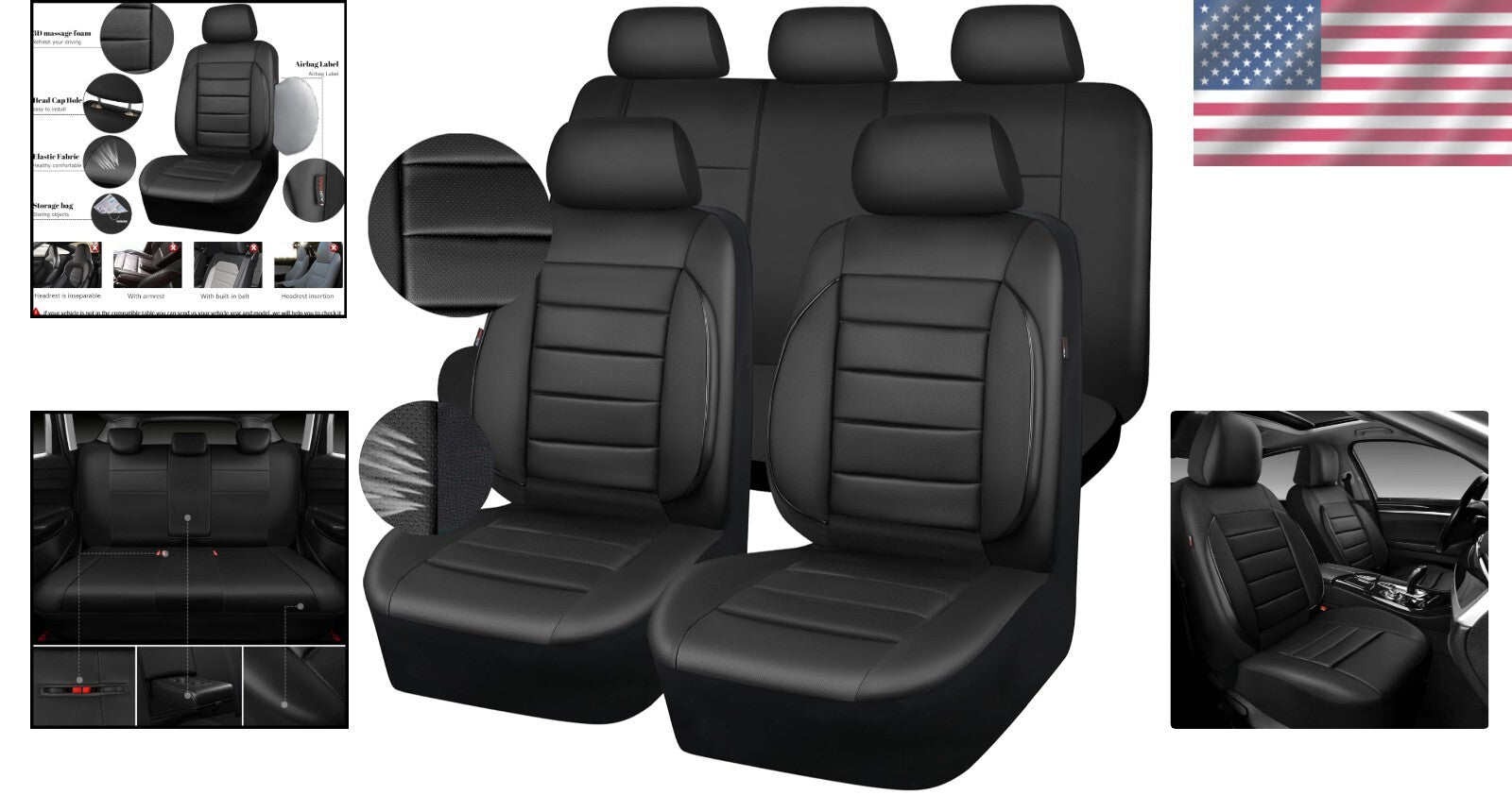 Fashionable Universal Fit Leather Seat Covers with Full Coverage Protection