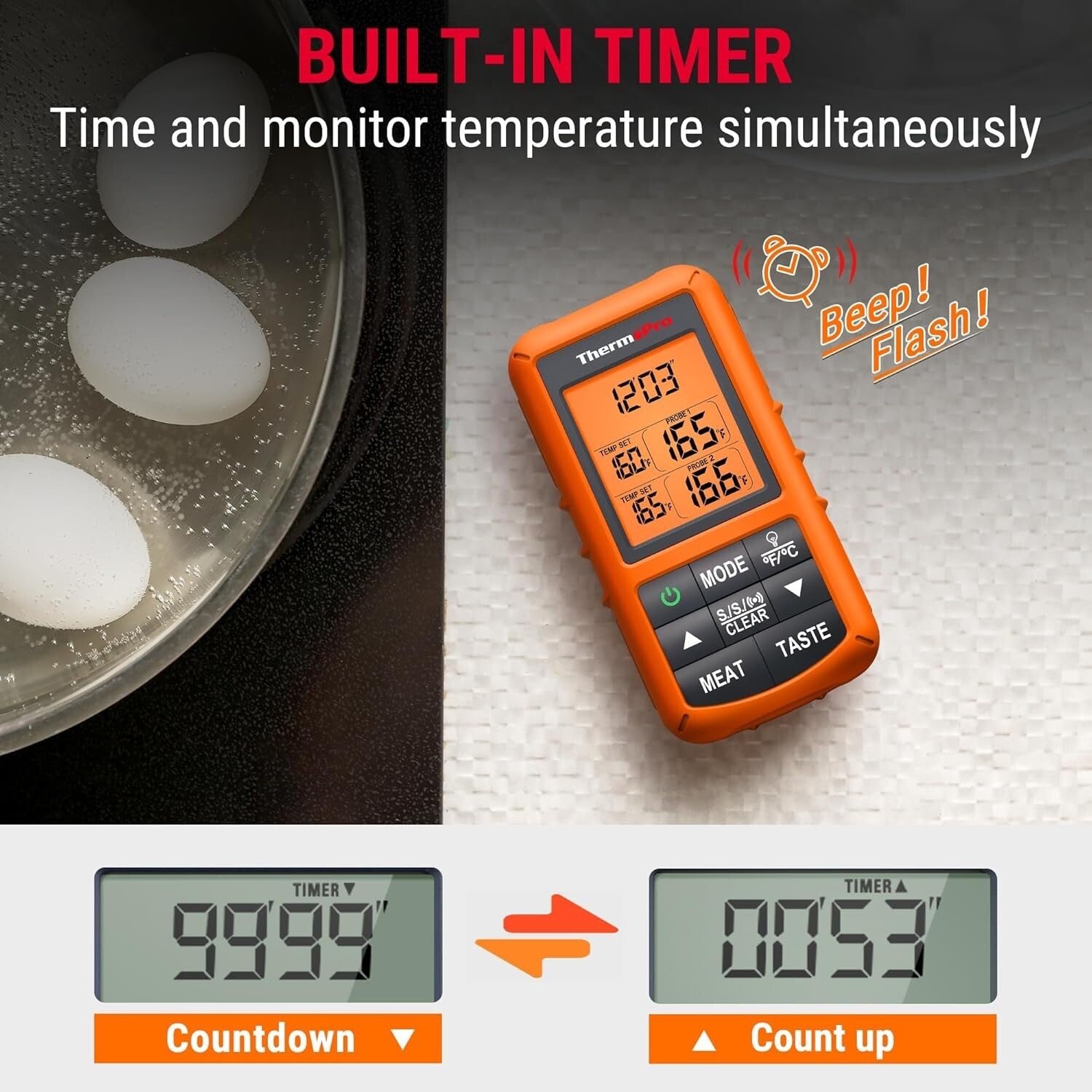 Digital BBQ Meat Thermometer with Dual Probes - Hassle-Free Cooking Made Easy