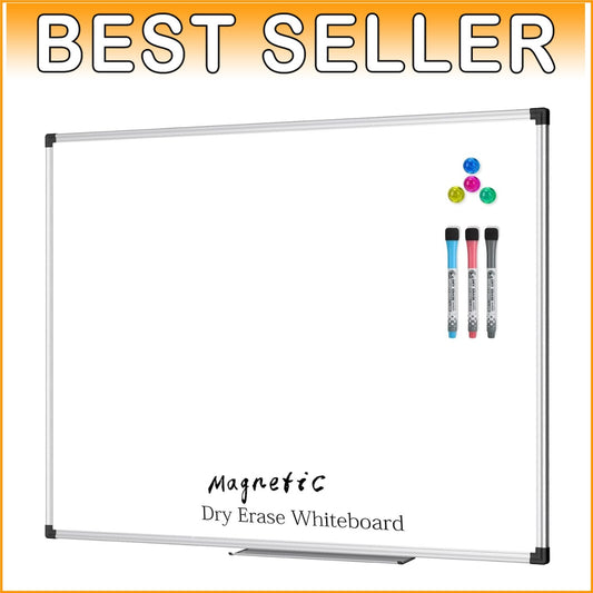 Flexibly Mounted Aluminum Whiteboard - Smooth Writing for Classroom & Office