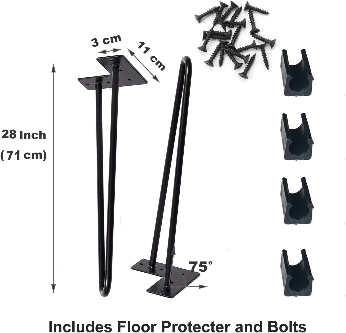 Sturdy 28-Inch Hairpin Legs Set for Stylish Dining Table & Desk Projects