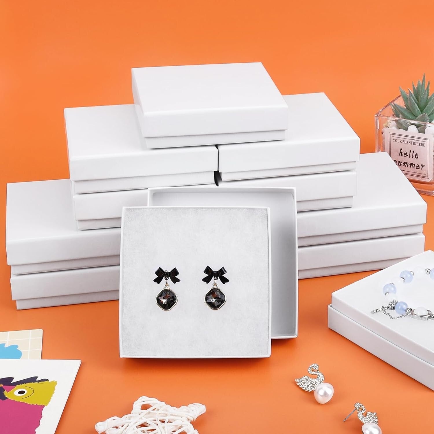 Customizable Cotton-Filled Jewelry Gift Boxes - Ideal for Gifts & Displays