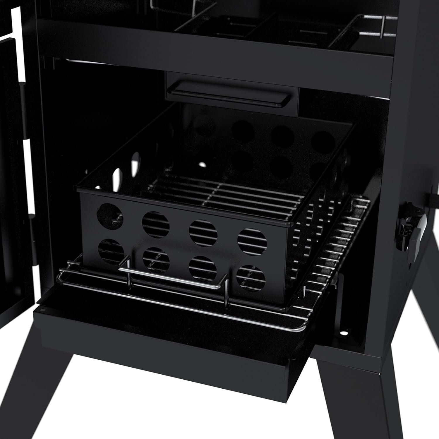 Alloy Steel Vertical Charcoal Smoker with Dual Doors & 4 Adjustable Grates