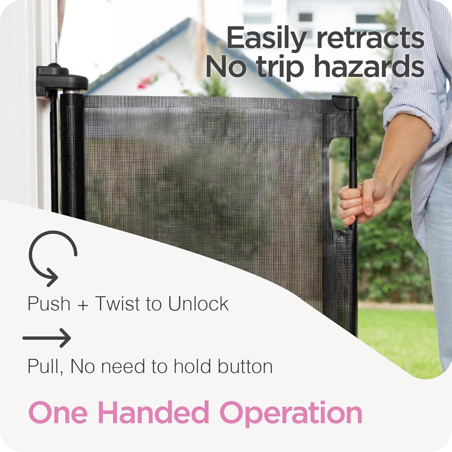 41" Tall Retractable Baby Gate for Indoor/Outdoor Use - Easy Install & Secure