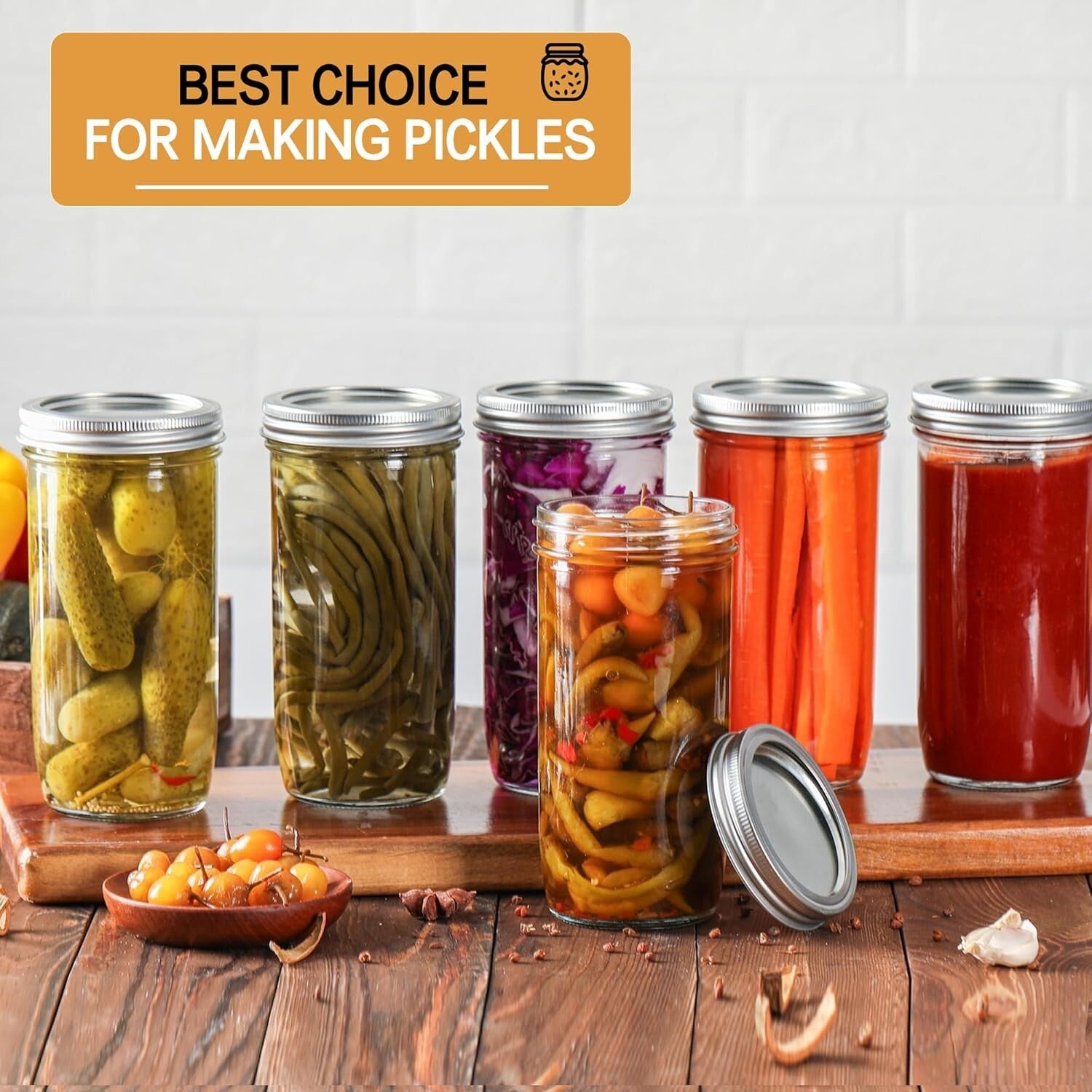 Durable Lead-Free 24oz Glass Jars - 12 Pack with Airtight Lids for Food Storage