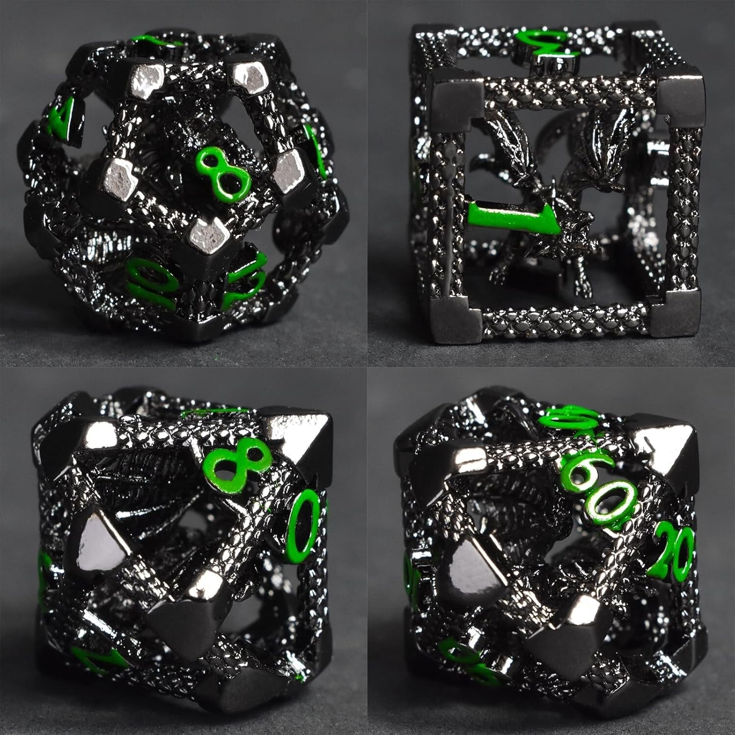 Fantasy-Inspired 7pc Metal Dice Set - Lightweight & Attractive for Gamers