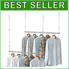 Load image into Gallery viewer, Adjustable Stainless Steel Hanging Rods - Maximize Closet Space with Ease