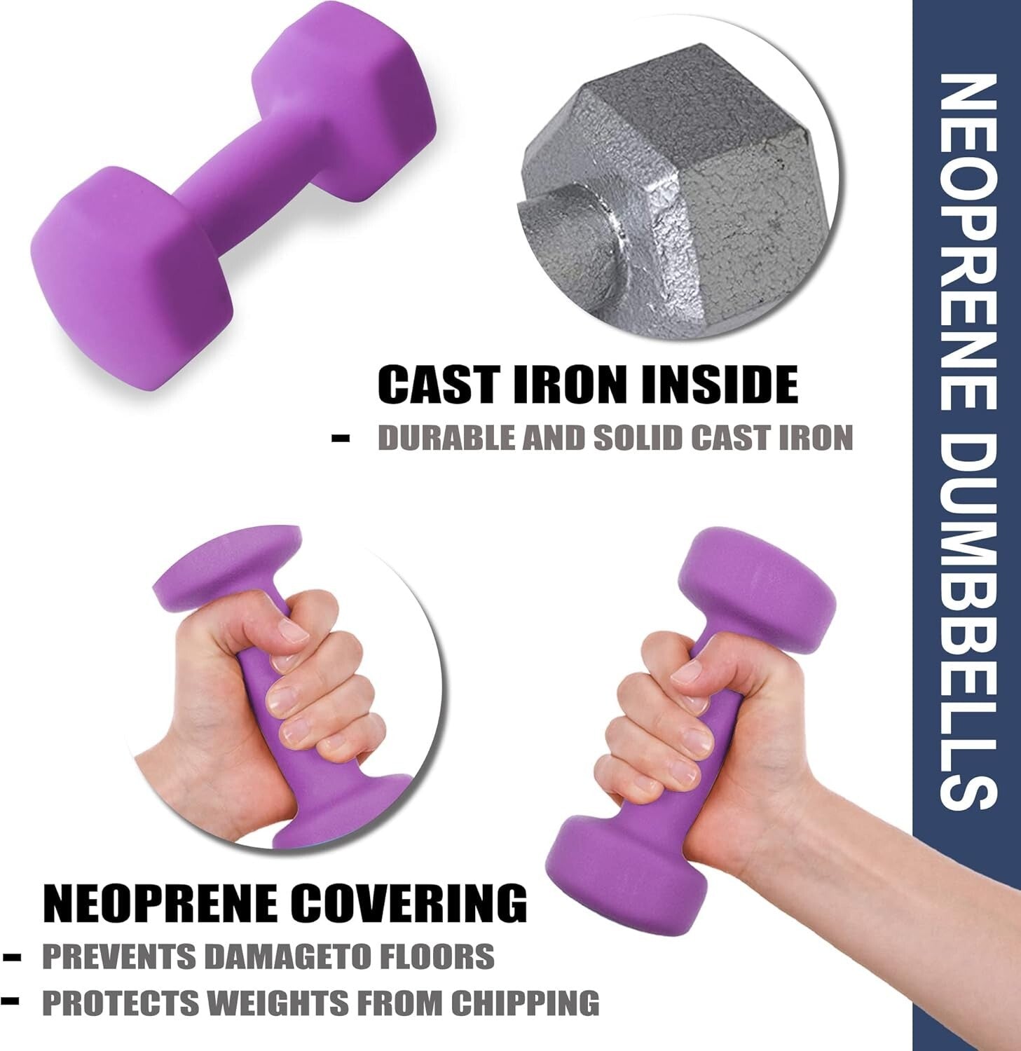 8 lb Portable Neoprene Dumbbells - Versatile Hand Weights for Strength Training