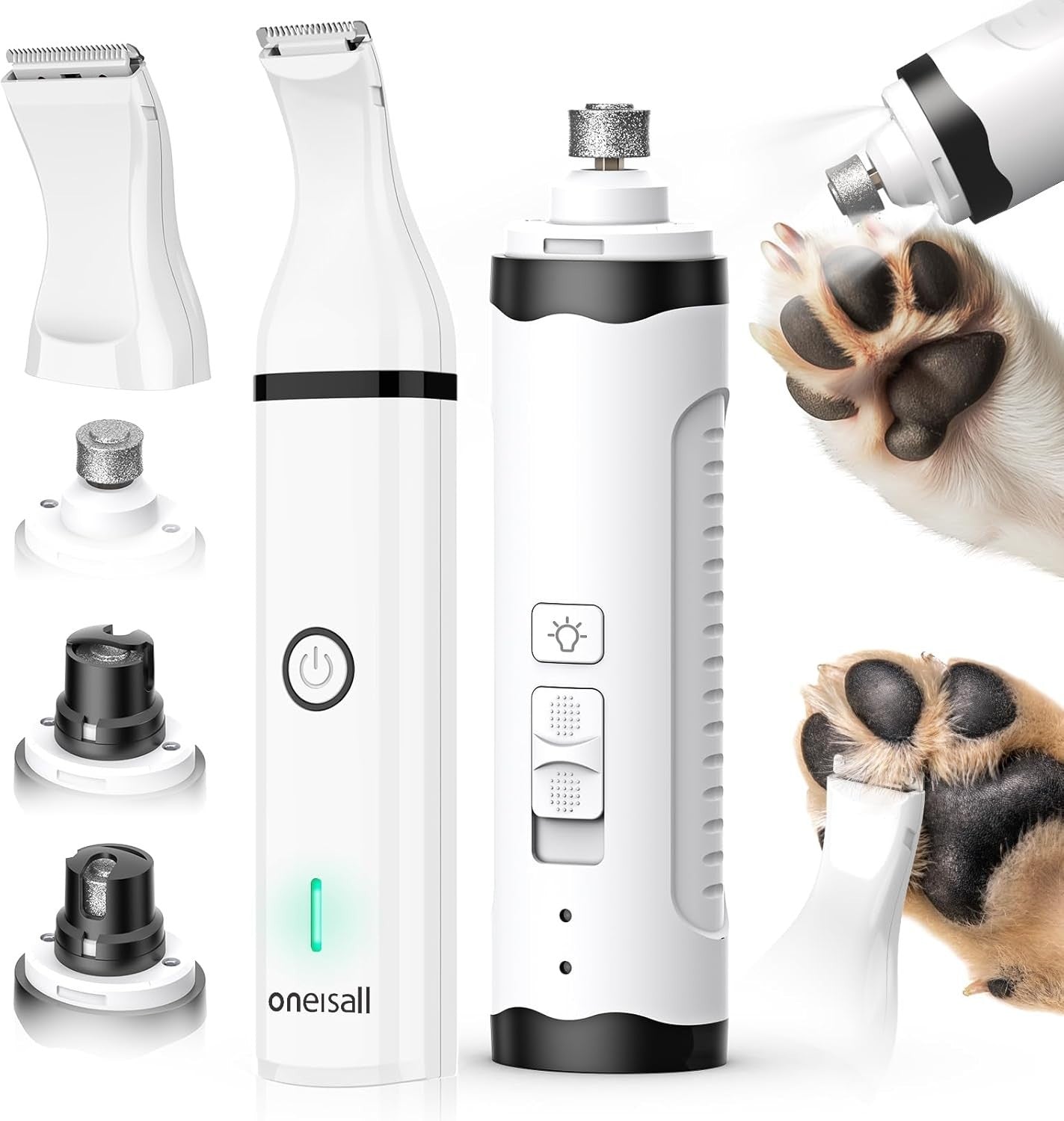 Whisper-Quiet Dog Nail Grinder Kit with 2 LED Lights for Comfortable Grooming