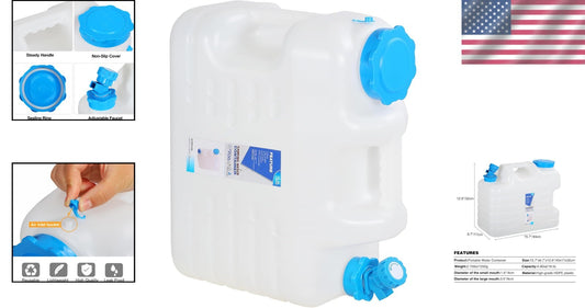5-Gallon Portable Water Container with Spigot: Perfect for Camping & Emergencies