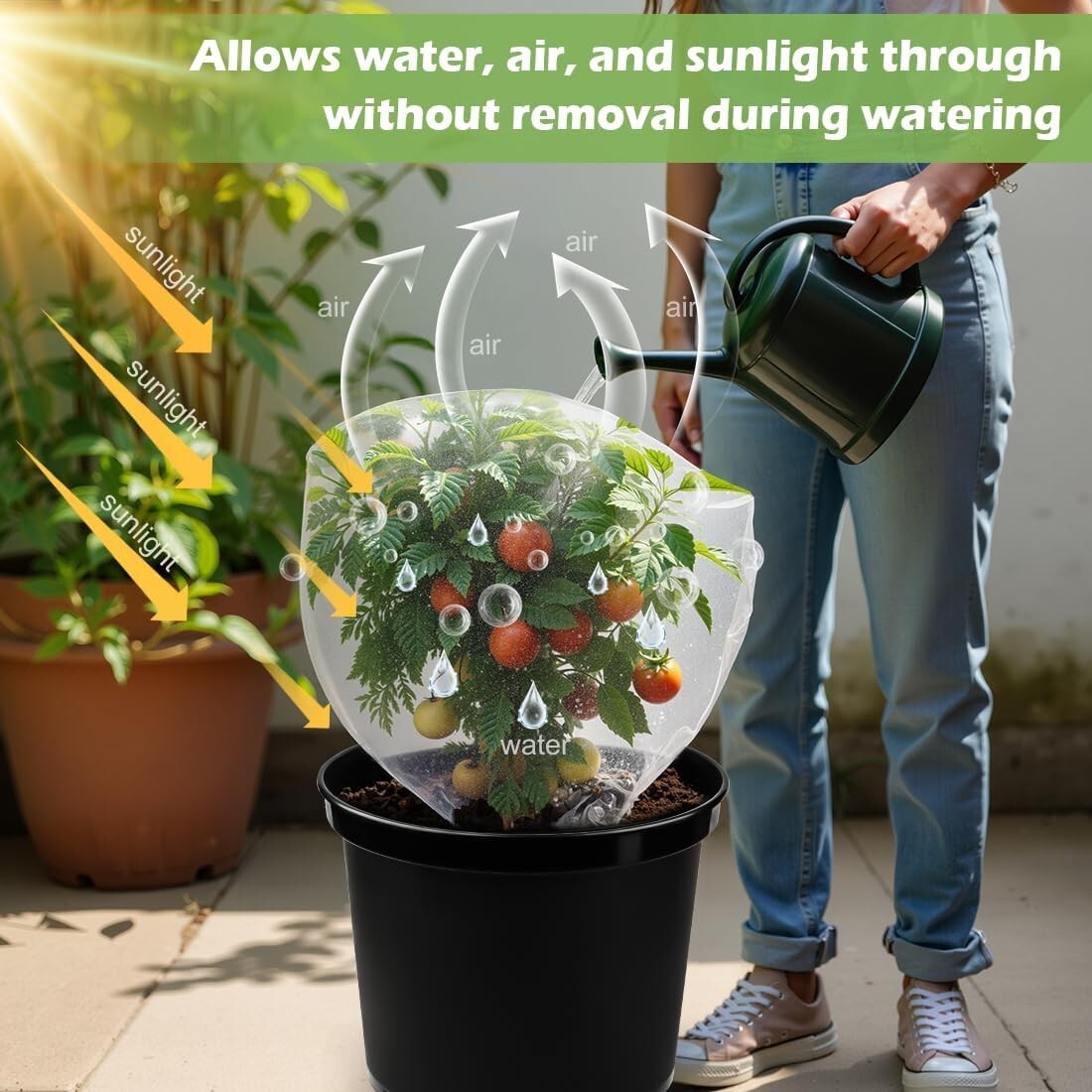 Garden Protection Bundle: 5 Reusable 12-Inch Pots with Reinforced Netting Covers