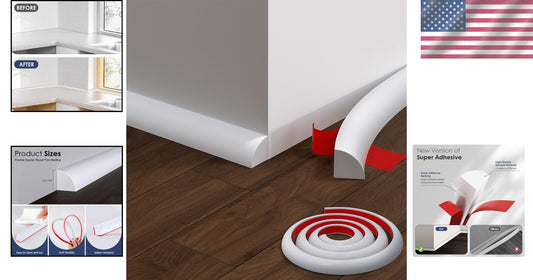 Flexible 158 Inch Rubber Peel and Stick Quarter Round Molding - Waterproof Trim