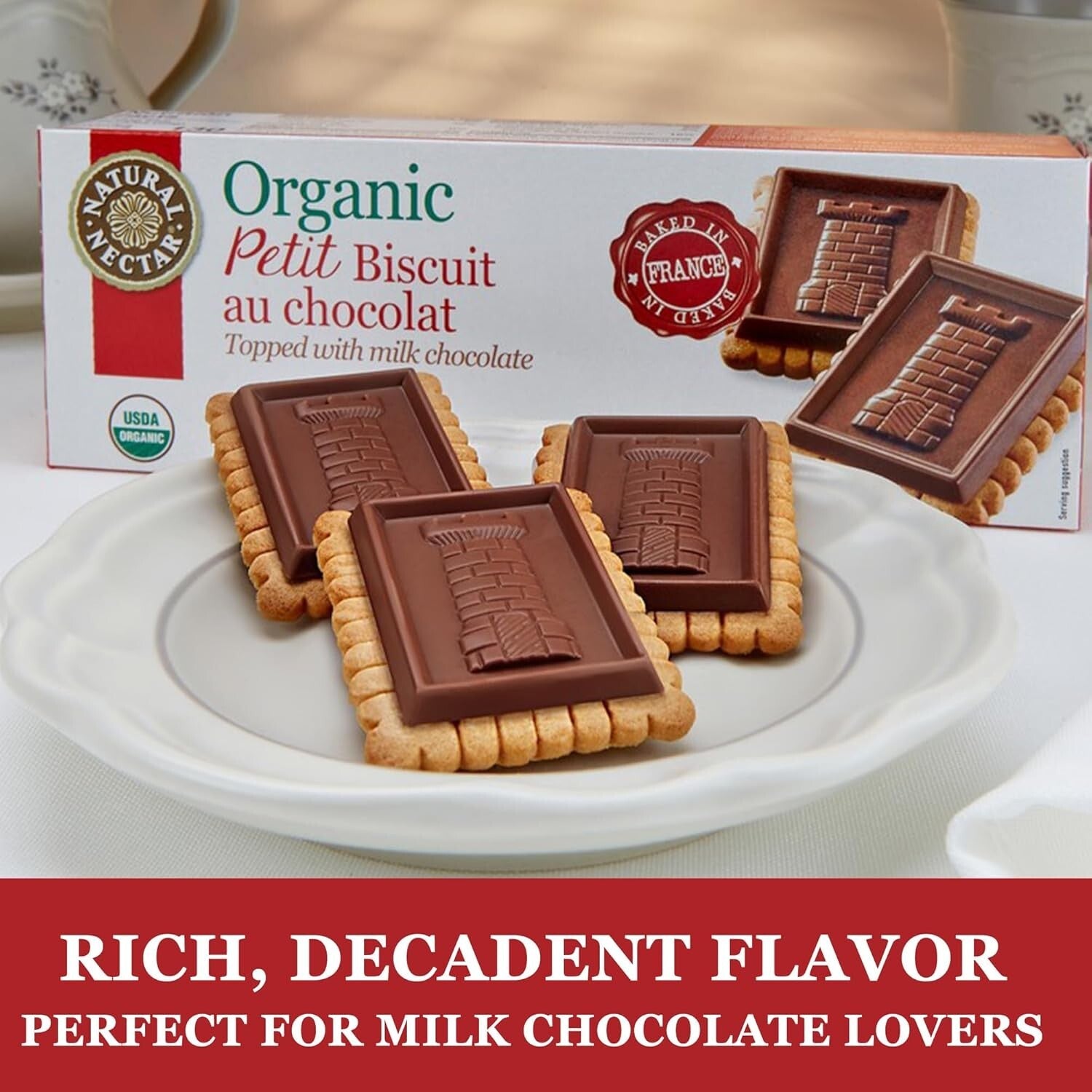 Luxury Organic Milk Chocolate Petit Biscuit Pack - 12 Snacks, Ideal for Sharing