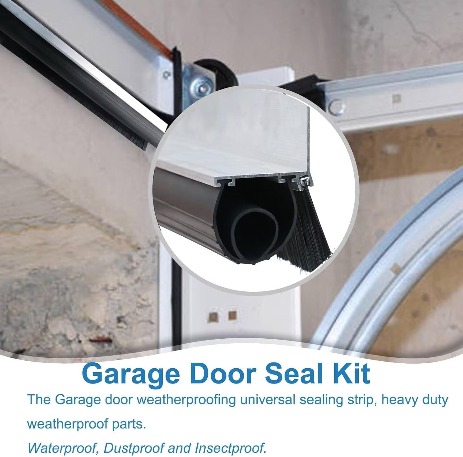 Adjustable Universal Garage Door Weatherproofing KIt - Rubber & Aluminum Parts