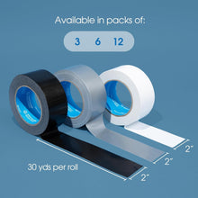 Load image into Gallery viewer, Versatile 2" x 30 Yd Black Duct Tape, 12 Rolls - Heavy Duty &amp; Weather-Resistant