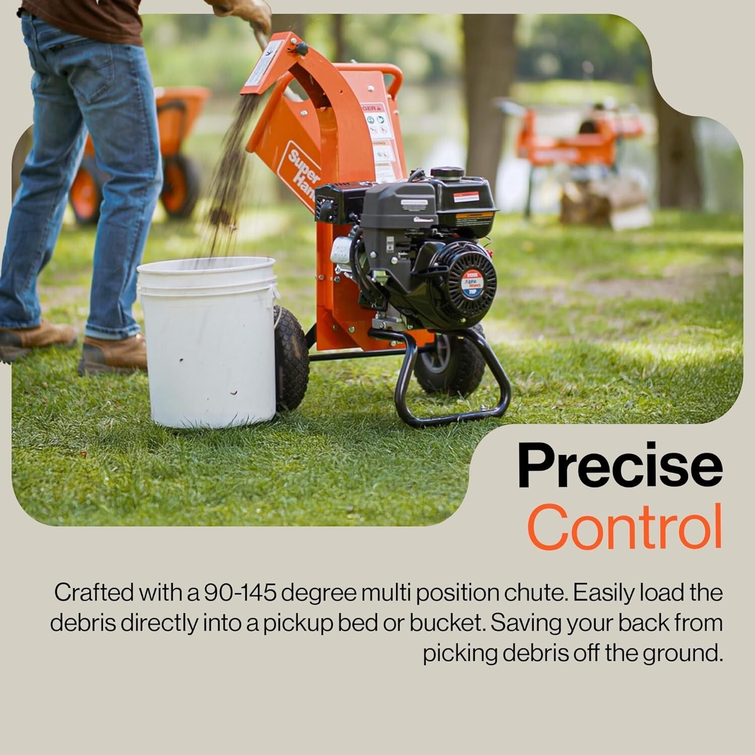 Powerful Mini Wood Chipper Shredder - 85 lbs, 15:1 Reduction Ratio, Gas Powered