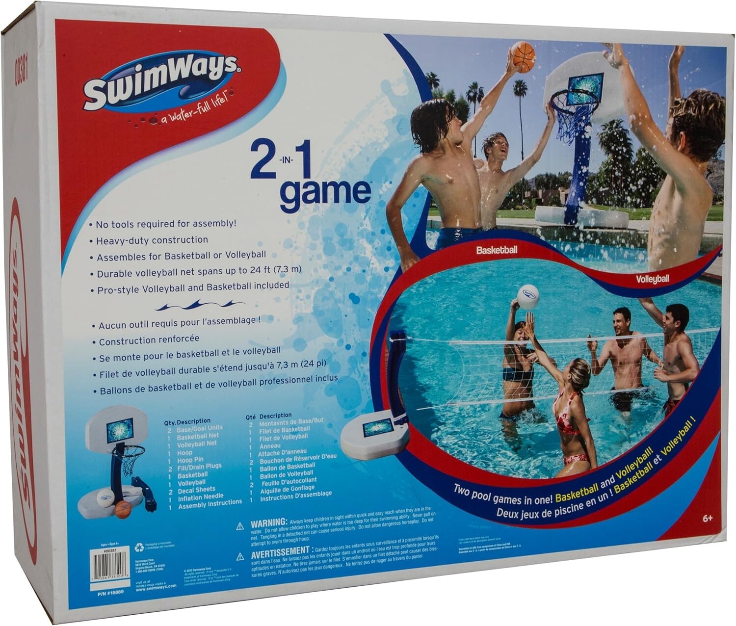 Effortless 2-in-1 Volleyball and Basketball Set for Above and In-Ground Pools