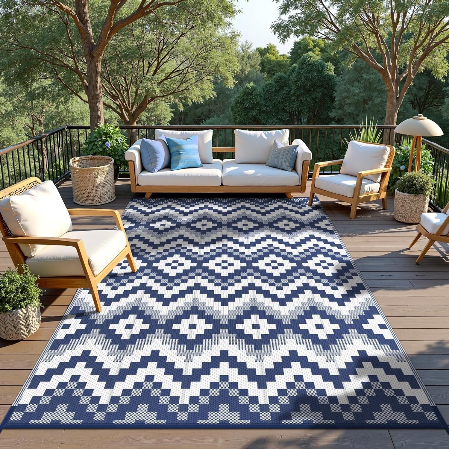 Elegant 5'x8' Waterproof Outdoor Area Rug - Perfect for Patios and Balconies