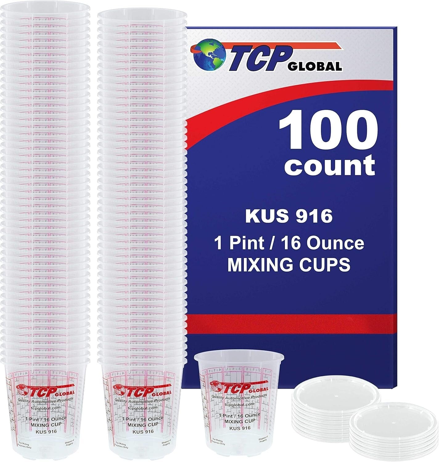 Solvent-Resistant 16oz Plastic Mixing Cups with Lids for Art & Automotive Use
