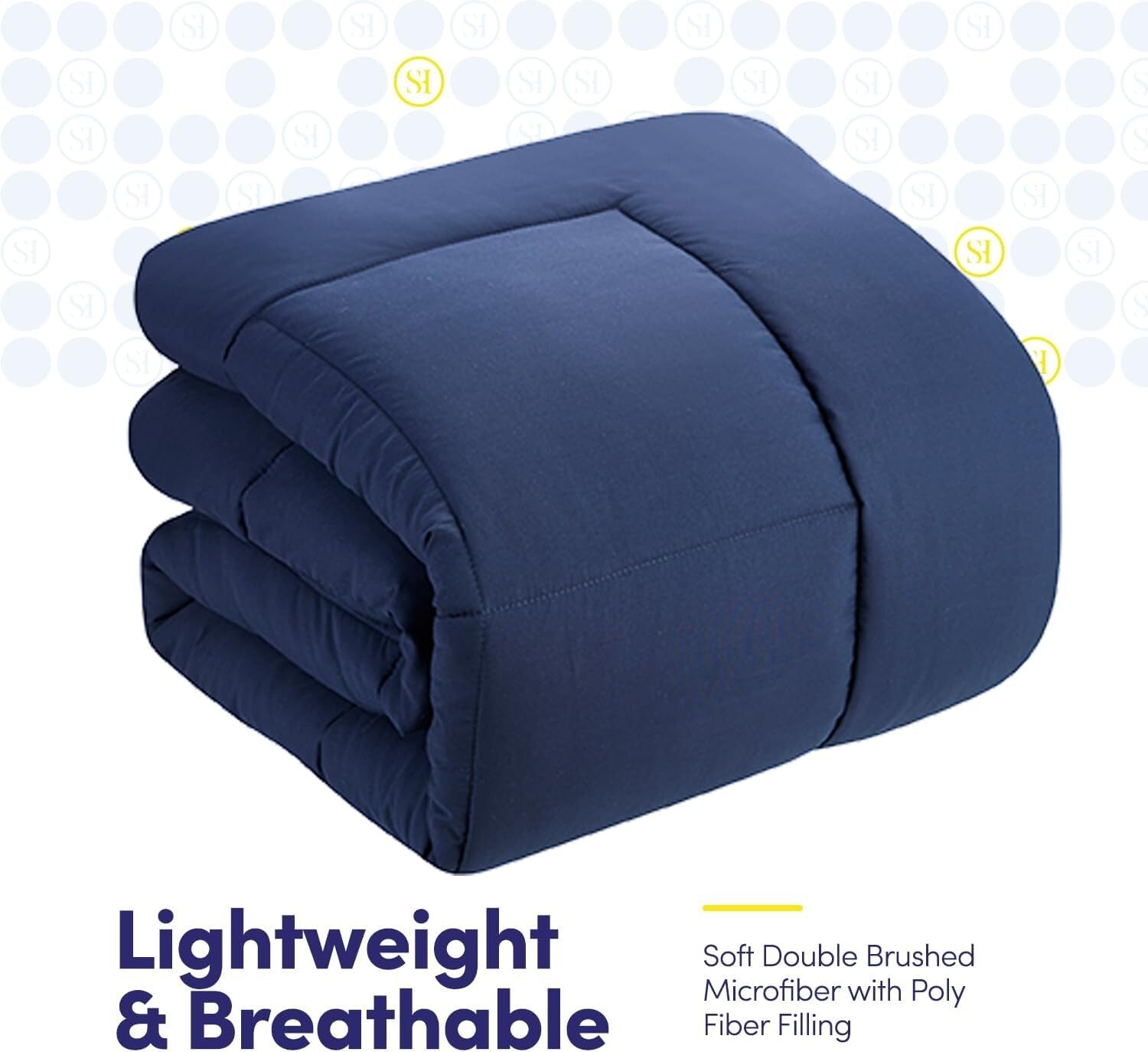 Elegant Down Alternative Comforter and Microfiber Sheet Set in Navy - Twin Size