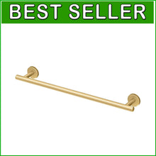 Load image into Gallery viewer, 18" Wall-Mounted Brushed Brass Towel Bar - Easy Install with Lifetime Warranty