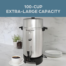 Load image into Gallery viewer, Elegant 100-Cup Coffee Urn with Removable Filter &amp; Cool-Touch Handles for Safety