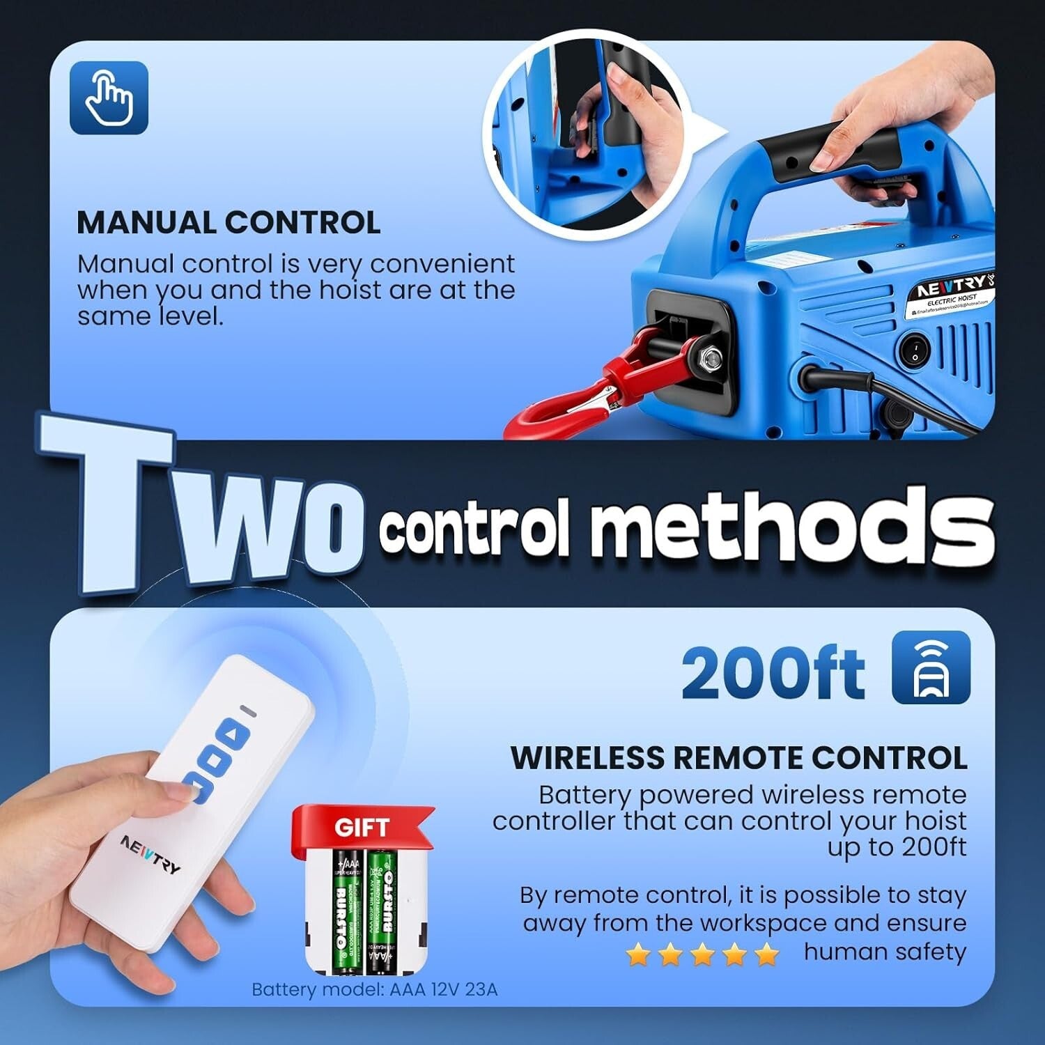 1100lbs Electric Hoist Winch with Wireless Remote Control - Effortless Lifting