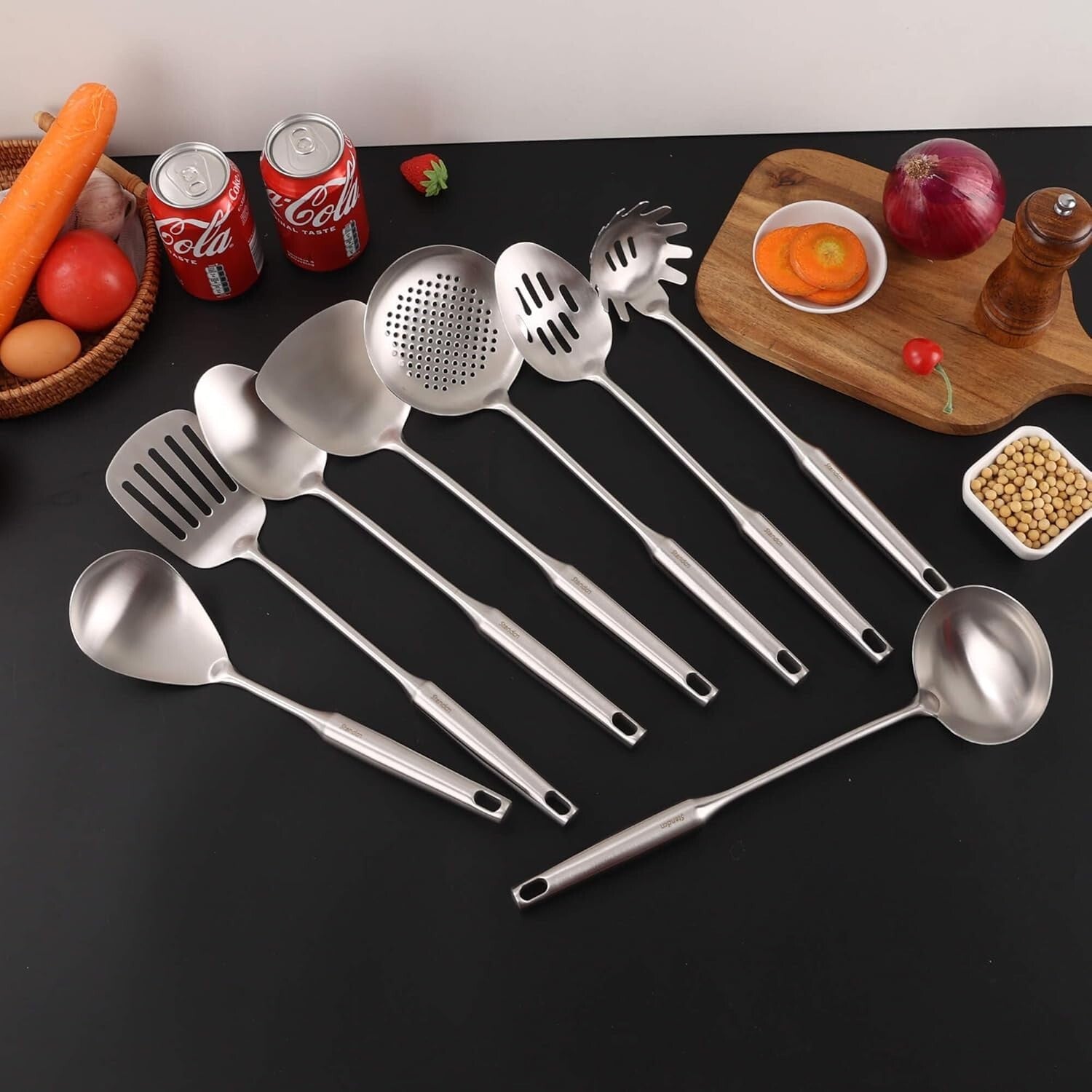 Versatile 15-Inch 8-Piece Cooking Utensils Set - Ergonomic Stainless Steel Tools