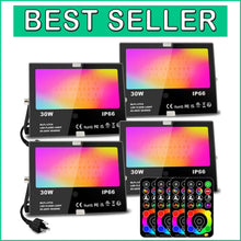 Load image into Gallery viewer, Bright 30W RGBW Waterproof Lights with Remote - Ideal for Events &amp; Decorations
