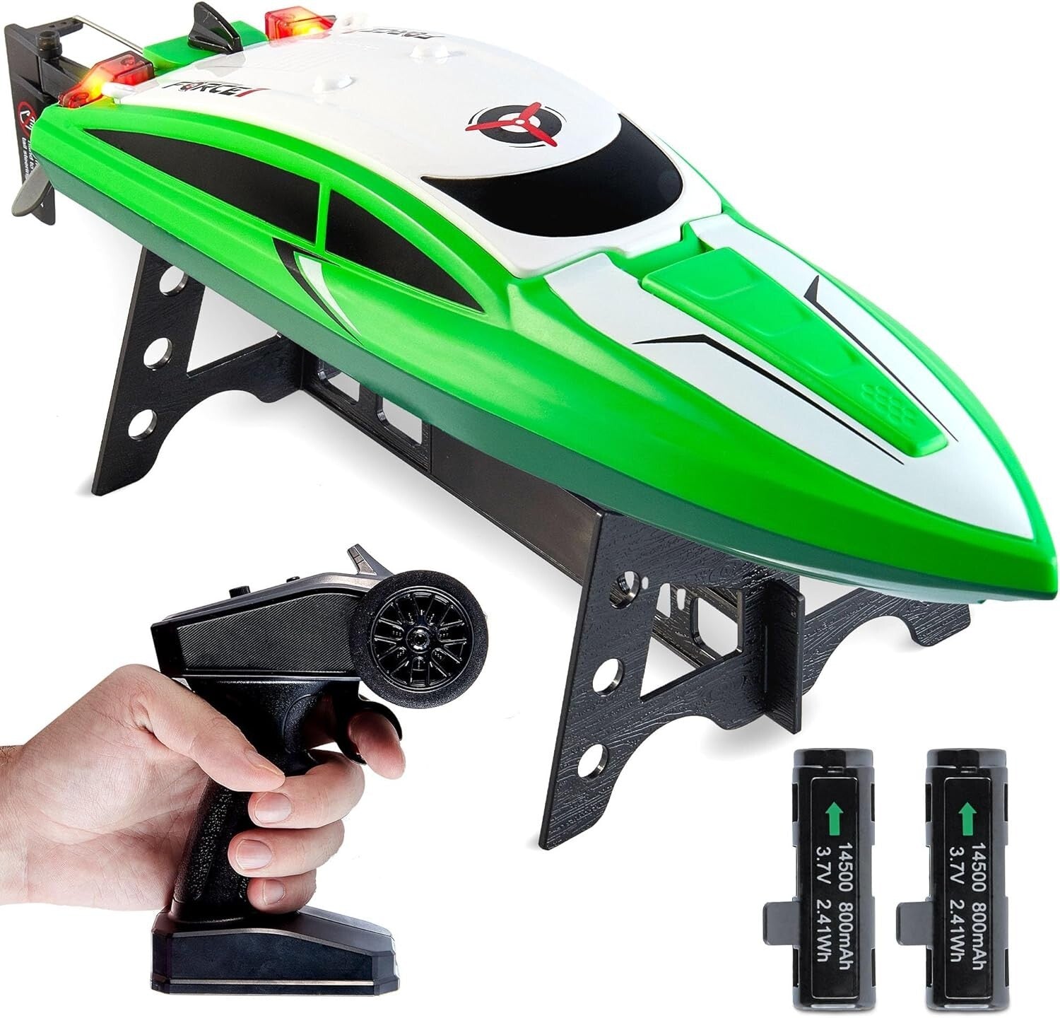Rechargeable Velocity RC Speed Boat with Underwater Features & Low Battery Alert