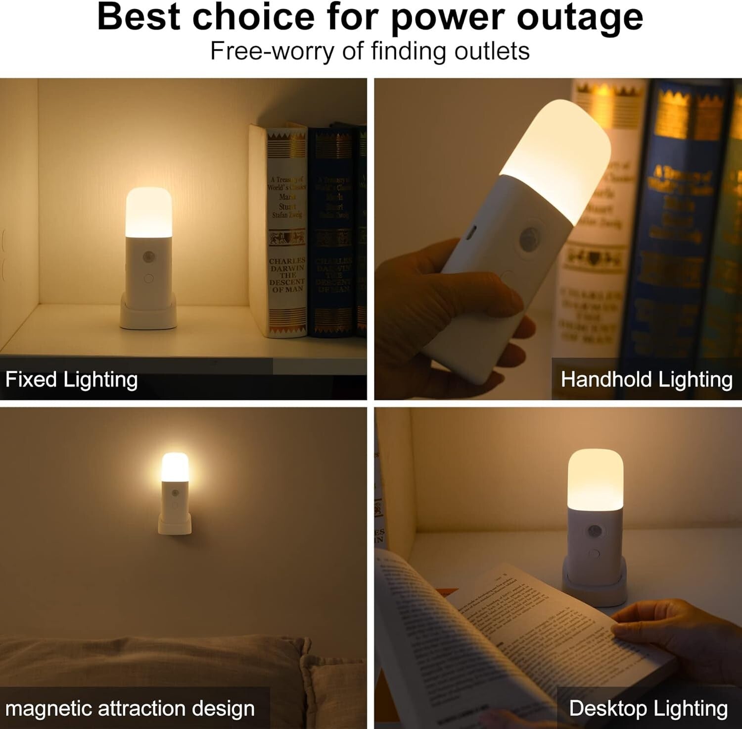 Art Deco Style Motion Sensor Night Lights - Adjustable Brightness & Indoor Use