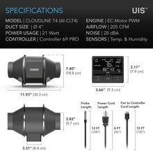 Load image into Gallery viewer, Energy-Efficient 4-Inch Duct Fan with Temperature Control - Ideal for Grow Rooms