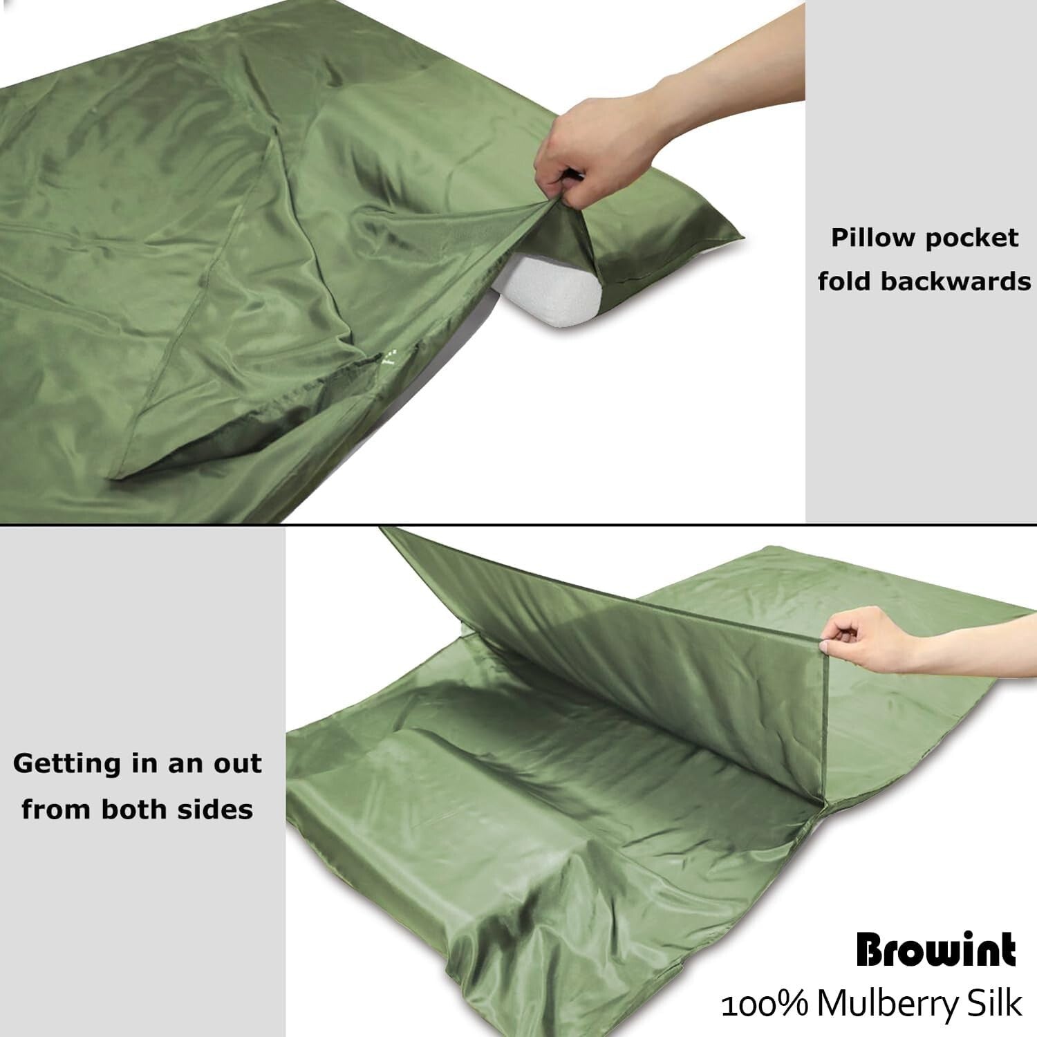 Luxury Silk Sleeping Bag Liner - Extra Wide 87"x43" for Ultimate Comfort