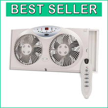 Load image into Gallery viewer, Light Grey Bionaire Window Fan with 3 Speeds and Remote Control - Cool Comfort
