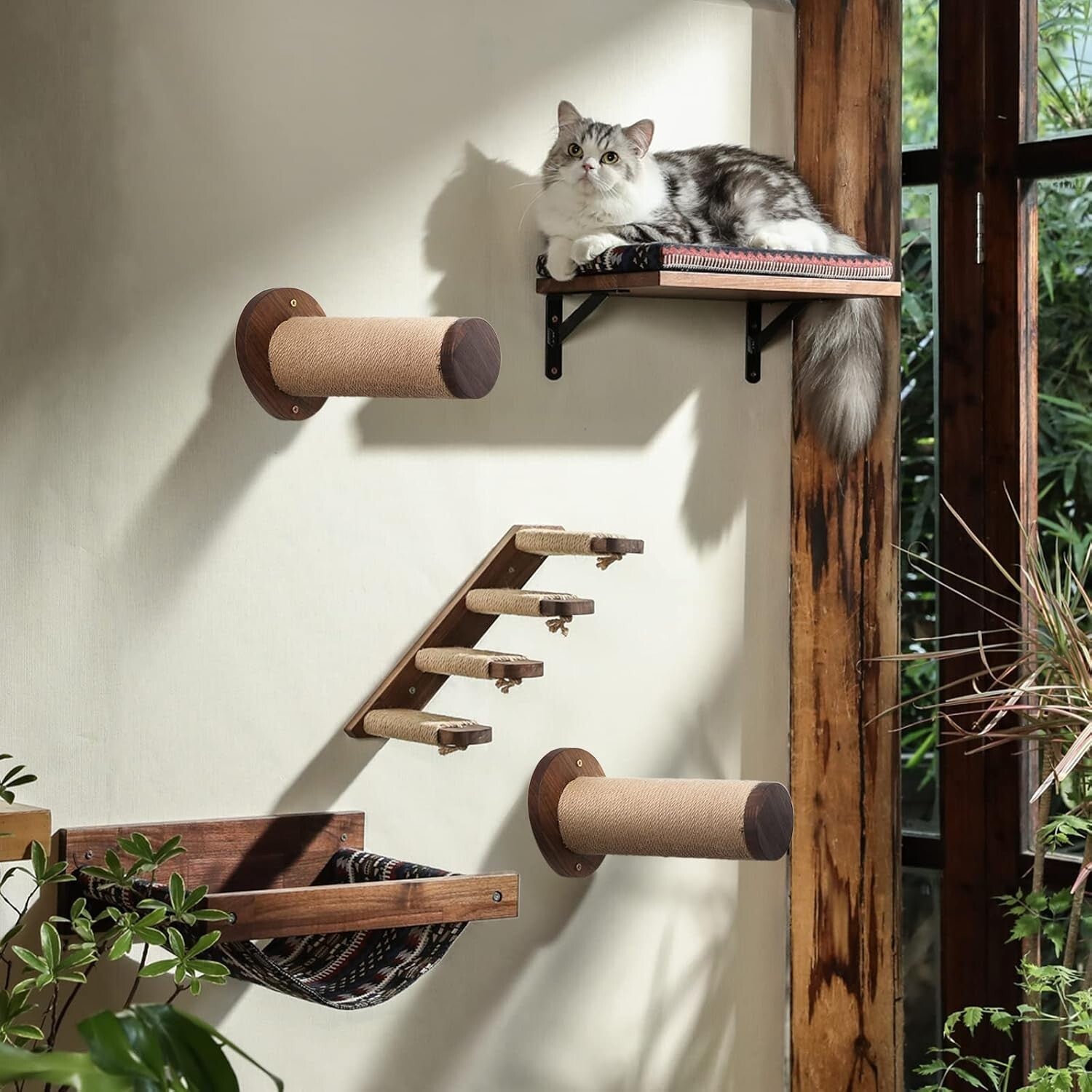 Set of 2 Durable Cat Wall Furniture Steps for Indoor Climbing & Scratching