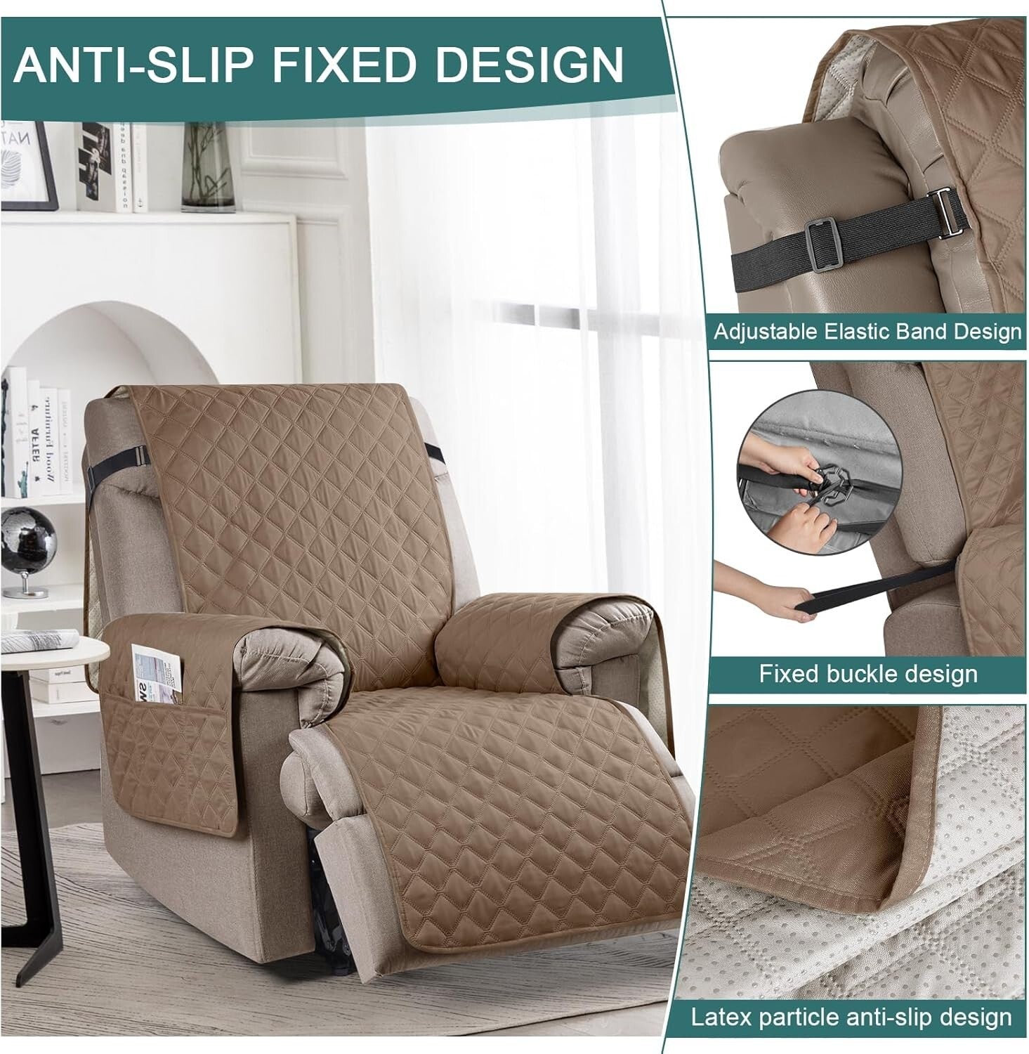 Elegant 100% Waterproof Recliner Chair Cover - Perfect for Families & Pets, 23"