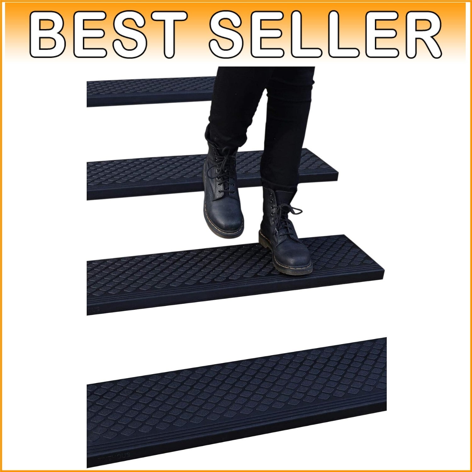 Durable Water-Resistant Non-Slip Stair Treads for Year-Round Safety - 4-Pack