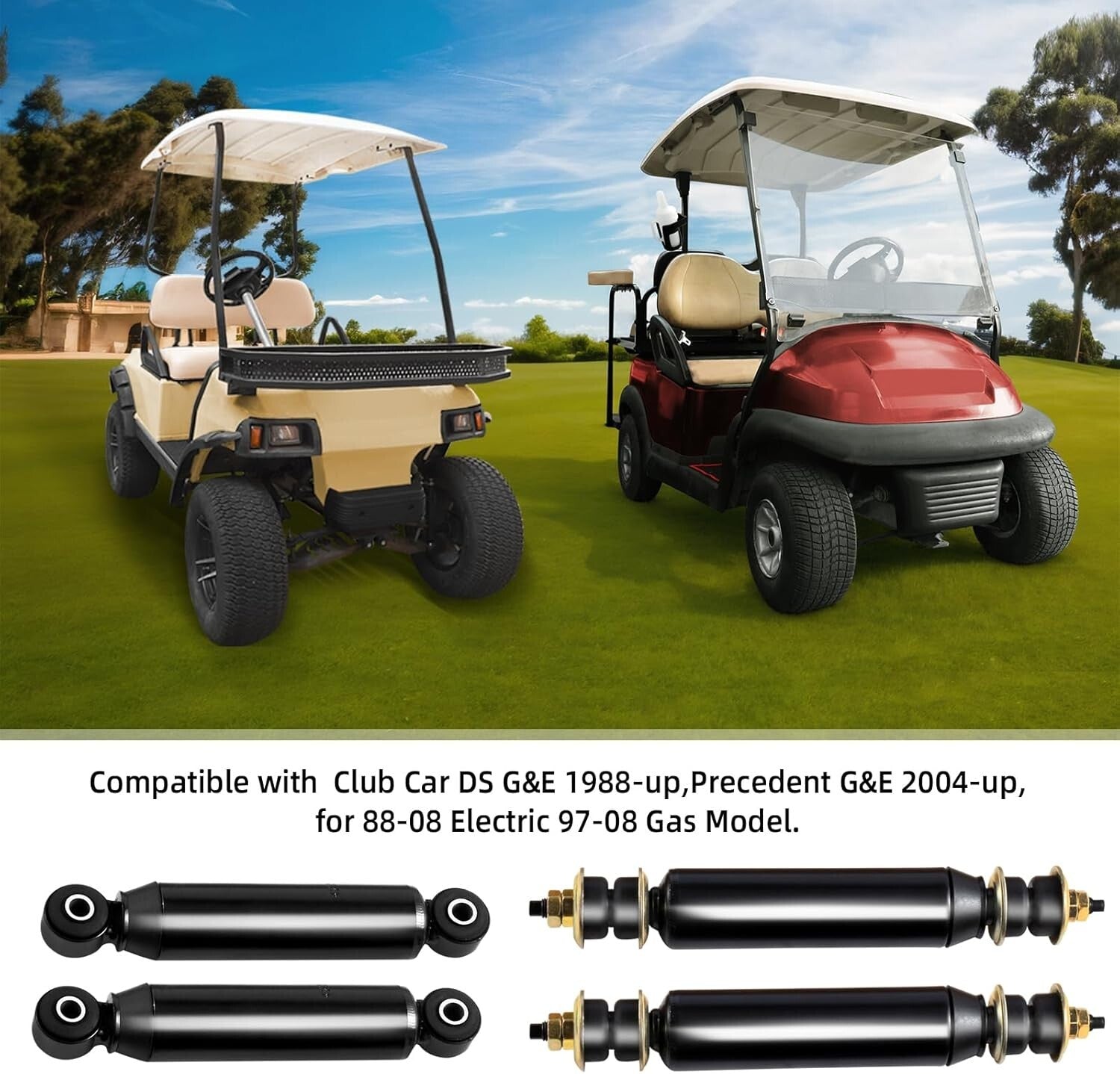 Durable Black Steel Shock Absorbers for Club Car DS & Precedent Models 88-Up