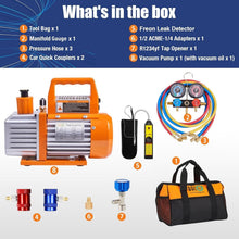 Load image into Gallery viewer, Comprehensive 4 CFM Vacuum Pump with Leak Detector and Pressure Hoses Included