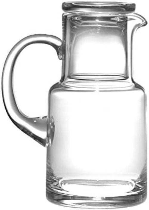 18 oz European Quality Glass Water Carafe with Lid and Tumbler - Dishwasher Safe