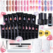 Load image into Gallery viewer, Gift-Ready 18 Color Poly Nail Gel Kit: Glitter Nail Art &amp; Temperature Effects