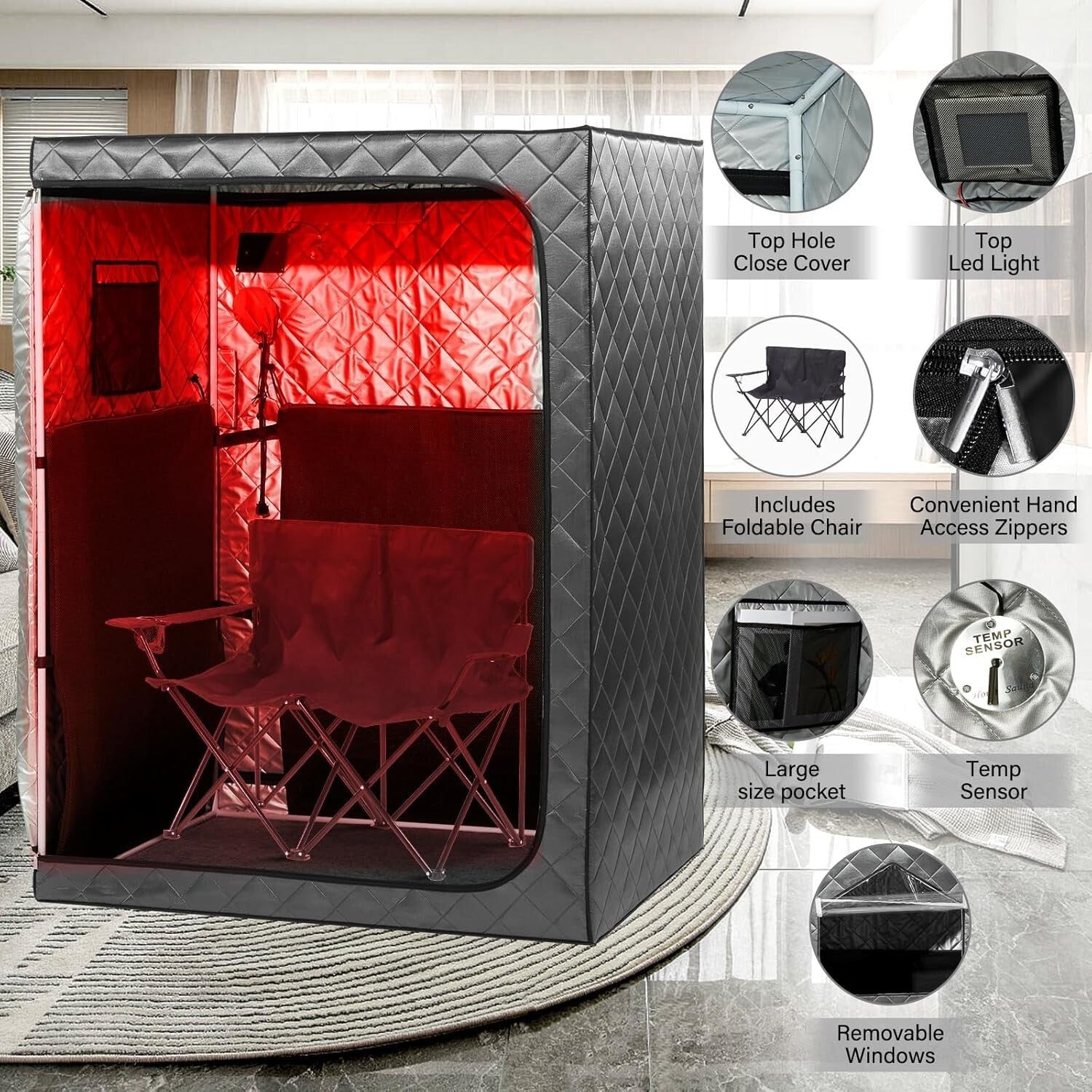 Detachable Infrared Sauna for Couples - Quick Heating & Comfort Chairs Included