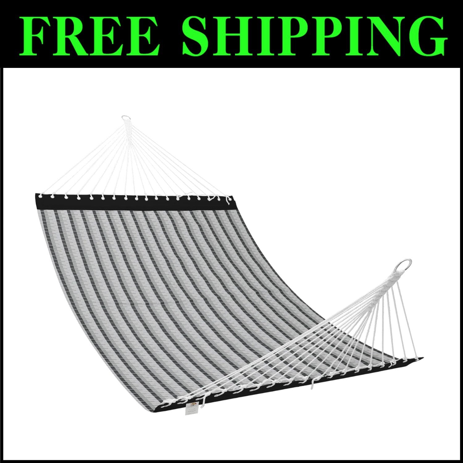 Luxurious Grey Plaid 13 FT Double Hammock - Quick Dry & Heavy Duty Support