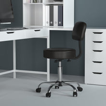 Load image into Gallery viewer, Ergonomic Black Vinyl Medical Spa Stool with Back Cushion &amp; Adjustable Height