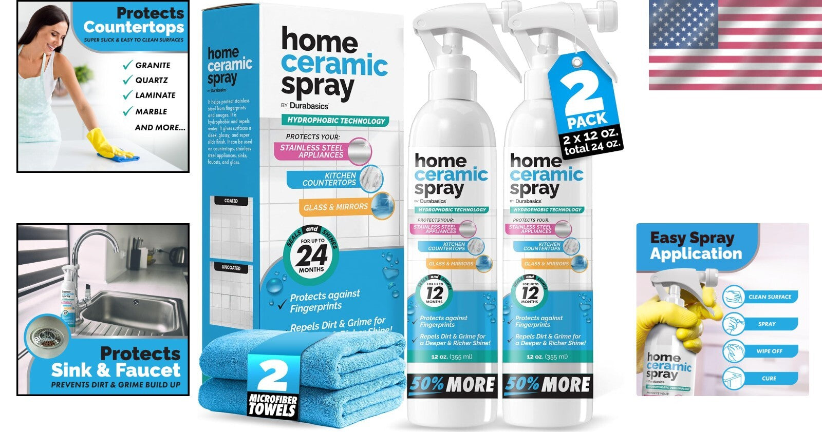 12 Oz Ceramic Coating Spray - Effortlessly Shine & Protect Kitchen Sinks & Glass