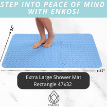 Load image into Gallery viewer, Comfortable Extra Large Shower Mat 47x32 with Drain Holes - Aqua Blue Safety Mat