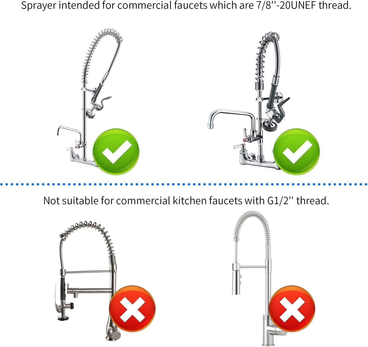 High-Pressure Commercial Faucet Sprayer - Chrome Finish for Kitchen Efficiency