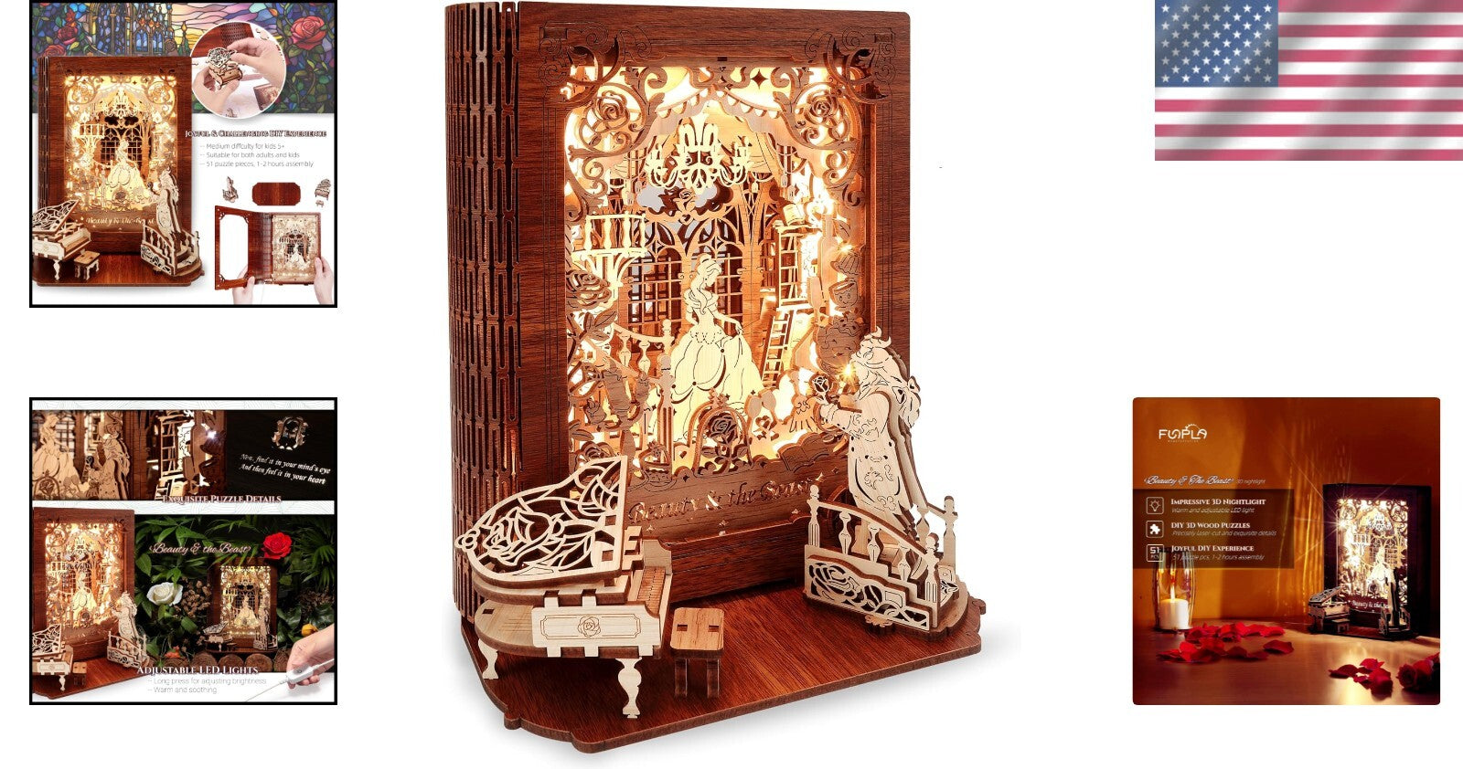 Exquisite 3D Puzzle Nightlight - LED Storybook Lamp for Kids and Adults