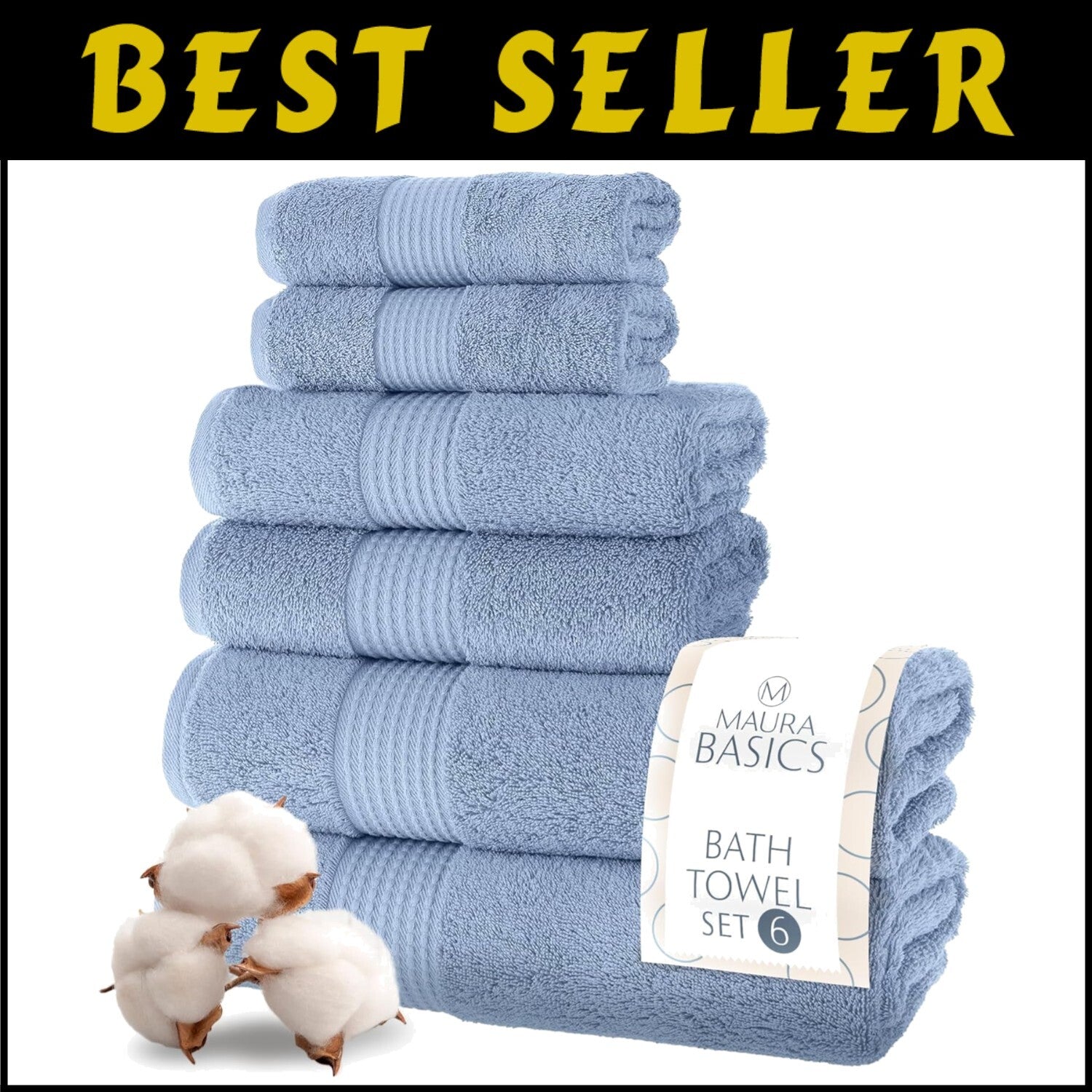 Plush and Absorbent Bath Towel Set - 2 Bath Towels, 2 Hand Towels, 2 Washcloths